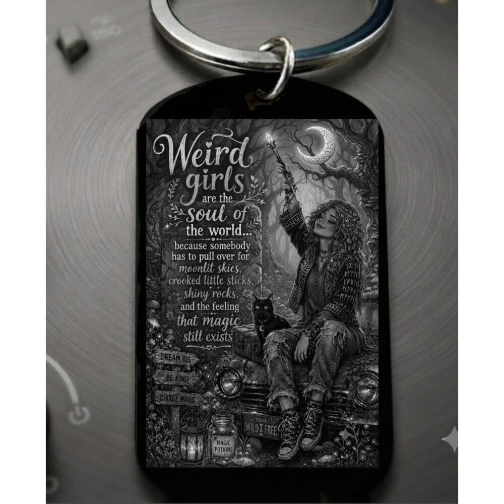 Magic Amazing Girl Weird Beautiful Stainless Keychain Art Moon Star Life Kiss